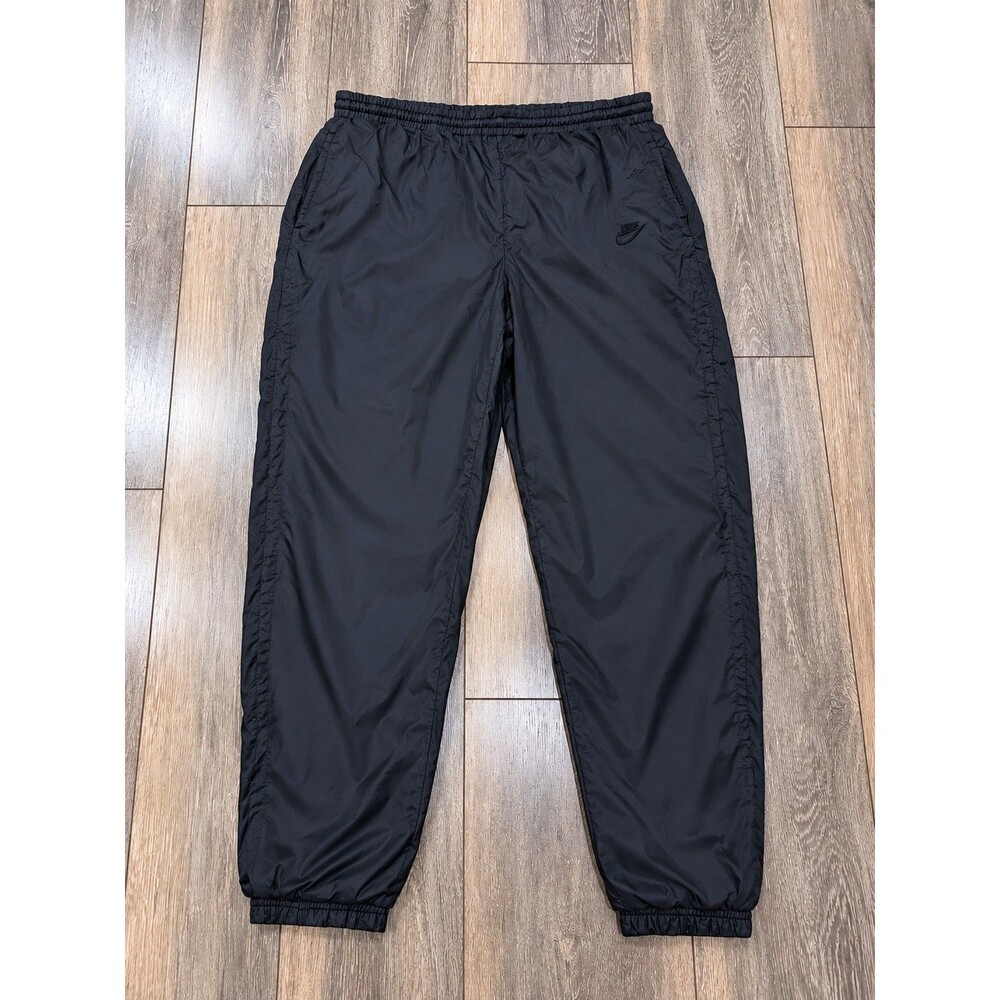 Reebok Vintage Mens L Black Nylon Track Pants Lined Windbreaker 90s Drawstring
